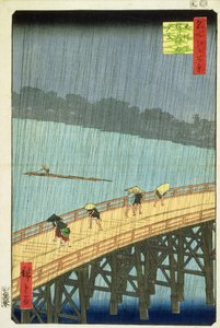 Plotselinge regenbui bij Ohashi-brug bij Ataka, uit de serie 